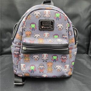 Loungefly Marvel Character Print Backpack MISSING ZIPPER PULLS